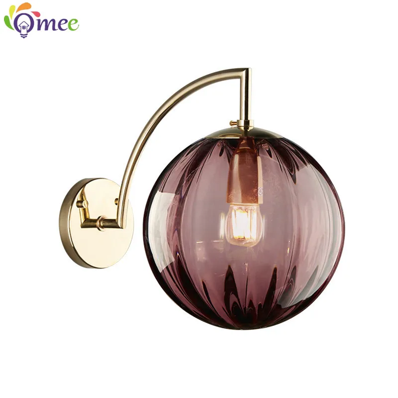 Omee Glass Lampshade Wall Lamp Modern Minimalist Living Room Background LED Wall sco Bedroom Lamps Hotel Lighting Bedside Lights