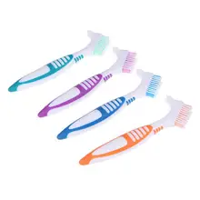 

Double Side Denture Toothbrush Ergonomics Handle Plastic Multi Layered Bristles False Teeth Oral Care Brush for Home Use