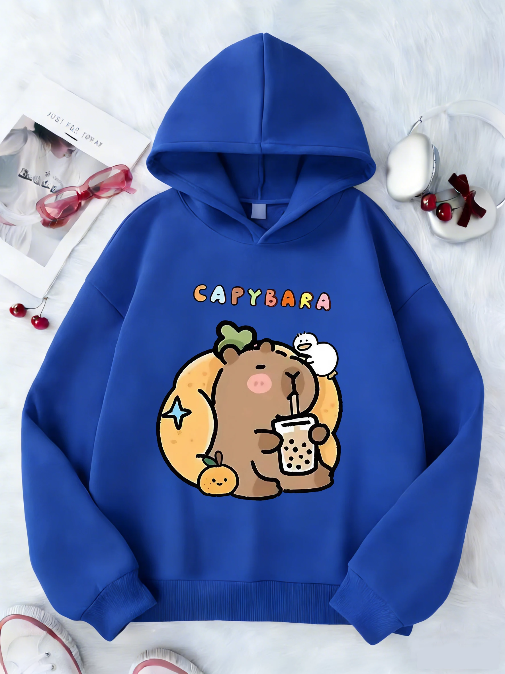 Capybara Juice Lover Children's Cute Harajuku Hoodie - Spring Casual Sweatshirt