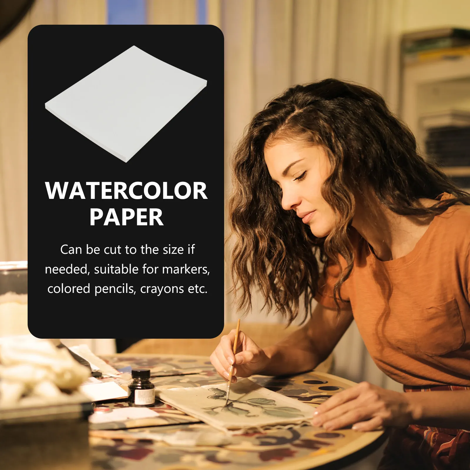 20매 수채화 용지 대량 콜드프레스 드로잉 용지 학생용 대형 매끄러운 표면 절단 가능 미술 시험 스케치용