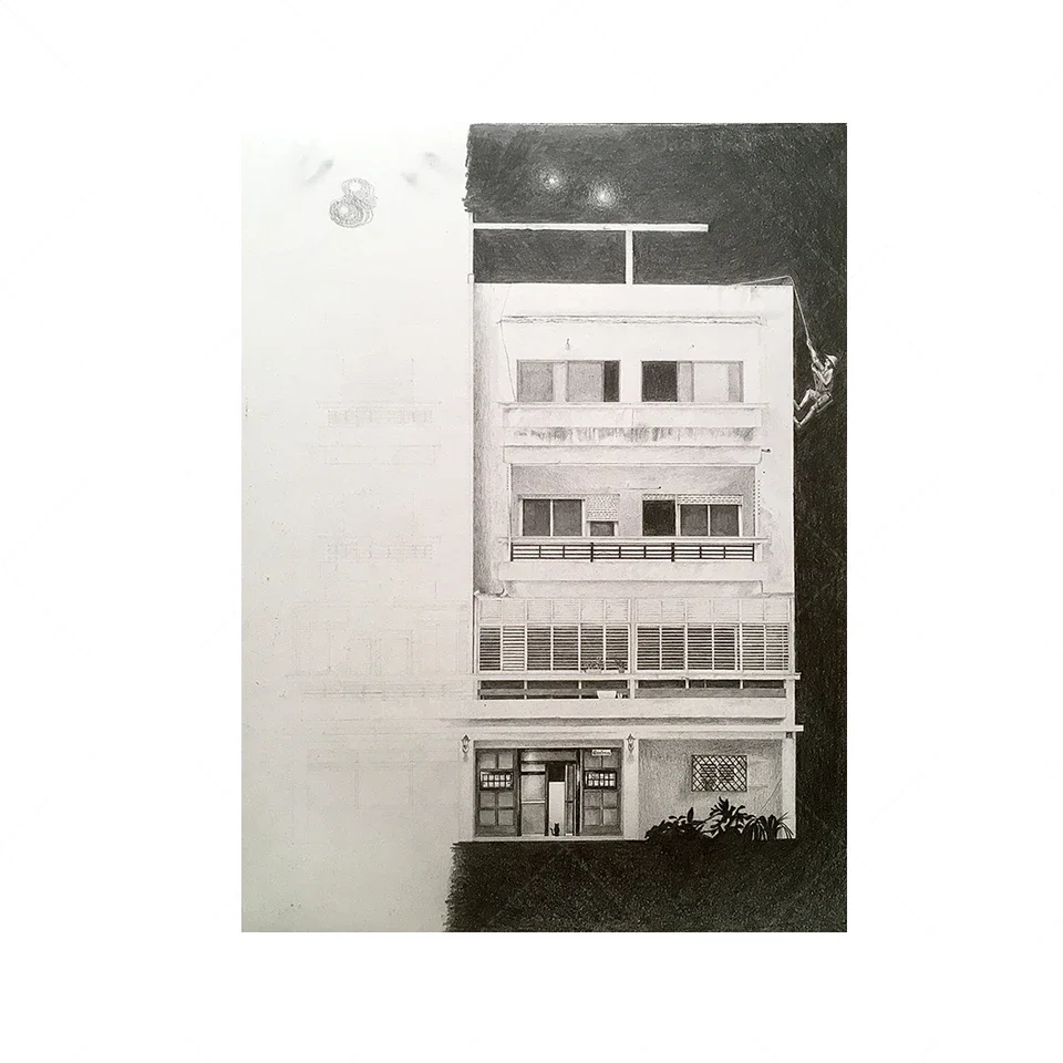 Bauhaus Tel Aviv Architecture Poster Facade Setting Limited Edition Print Hand Drawn Wall Art Painting Decoration