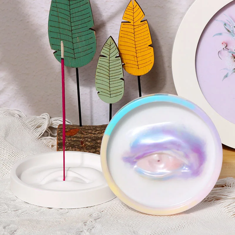 Creative Lips Incense Tray Silicone Mold DIY Eyes Incense Stick Holder Base Making Epoxy Resin Plaster Craft Molds Home Decor
