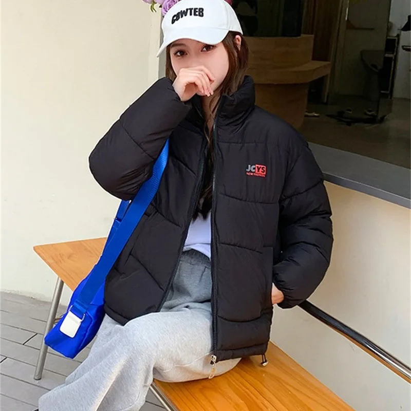 2024 Fashion Loose Short Coat Winter Women Down Cotton-padded Jacket Student Thicken Parkas Stand-up Collar Casual Warm Overcoat