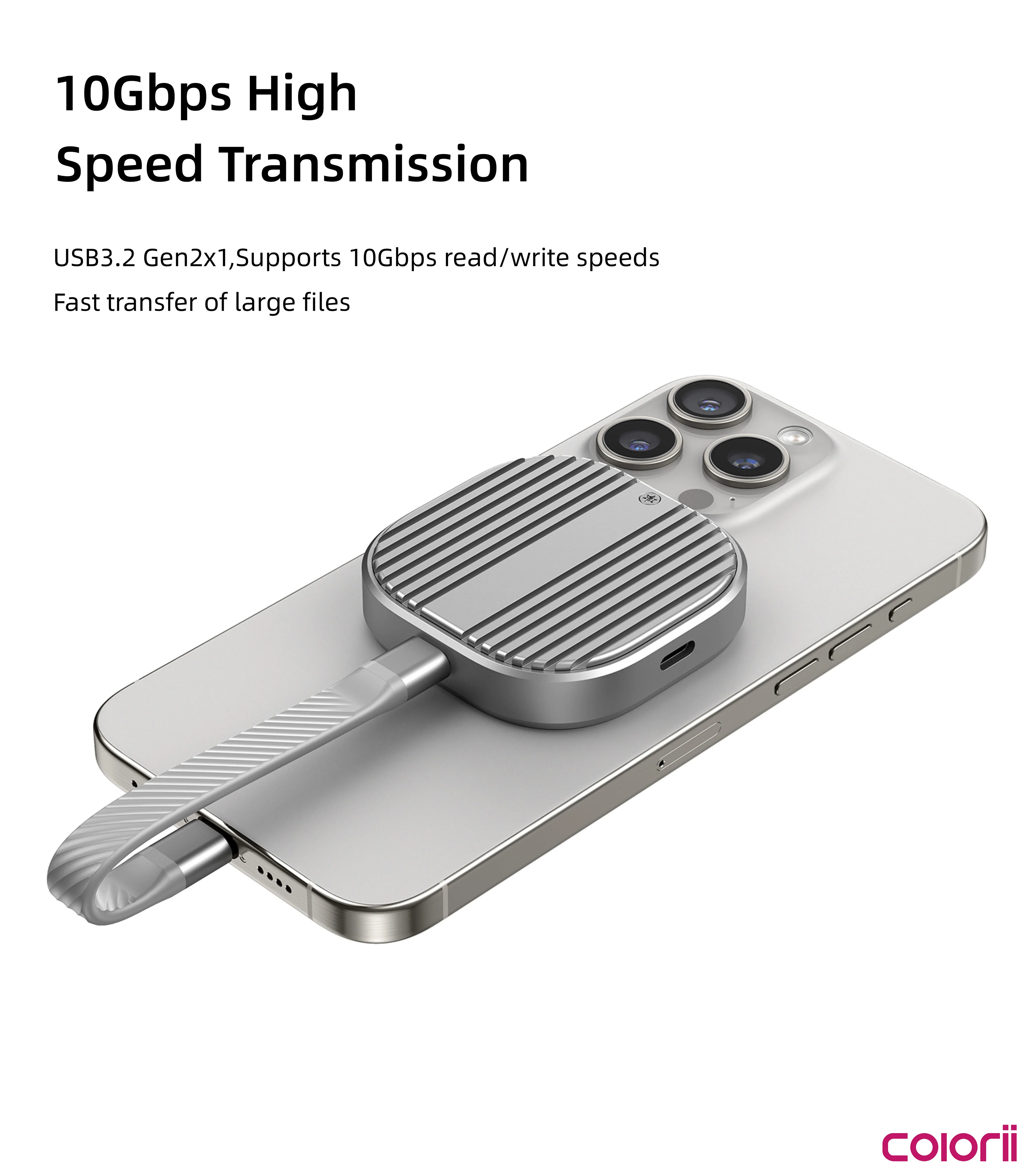 Colorii Magnetic M.2 2230 NVMe SSD Enclosure Magsafe SSD Case USB C 3.2 Gen2 to NVMe PCI-E for iPhone 16 Pro Max ProRes MacBook 5