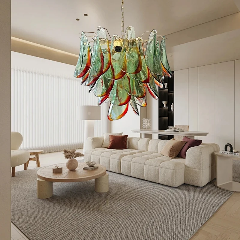 Nordic Vintage Green Glass Ceiling Chandelier Lights Designer Classic Hanglamp Lustres Lampara for Living Room Decoration