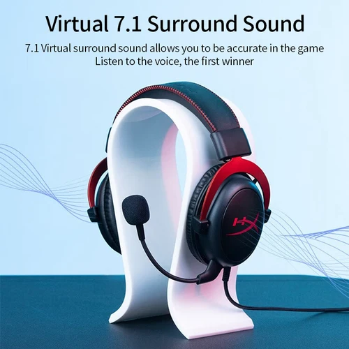 HyperX Cloud 2 II 게임용 헤드폰 소음 차단, 7.1 서라운드 컴퓨트 헤드셋 이어폰 마이크 PC PS4 용 유선 헤드셋 2