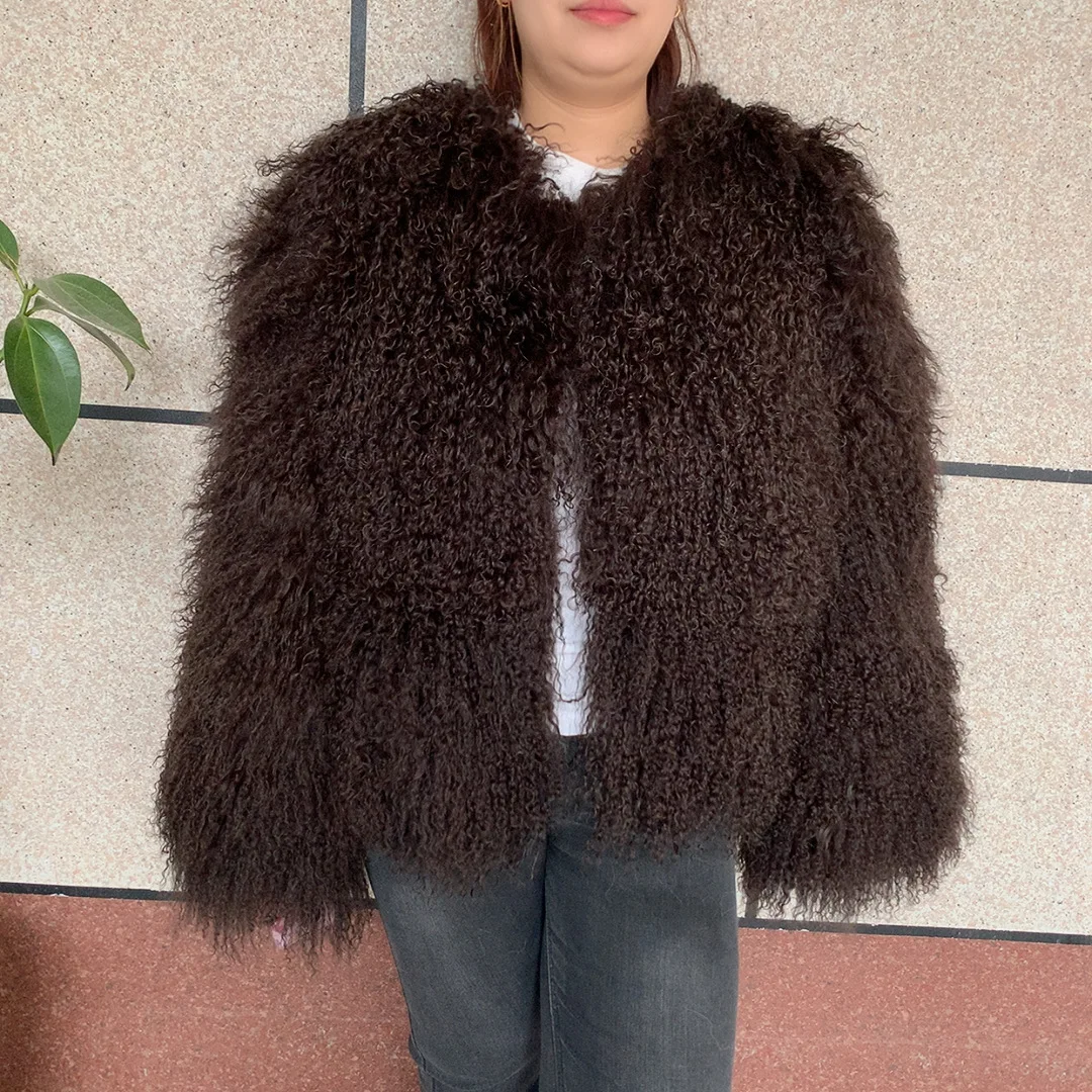 Sheepskin Coat Curly Fur Coat Womens Women's Real Mongolian