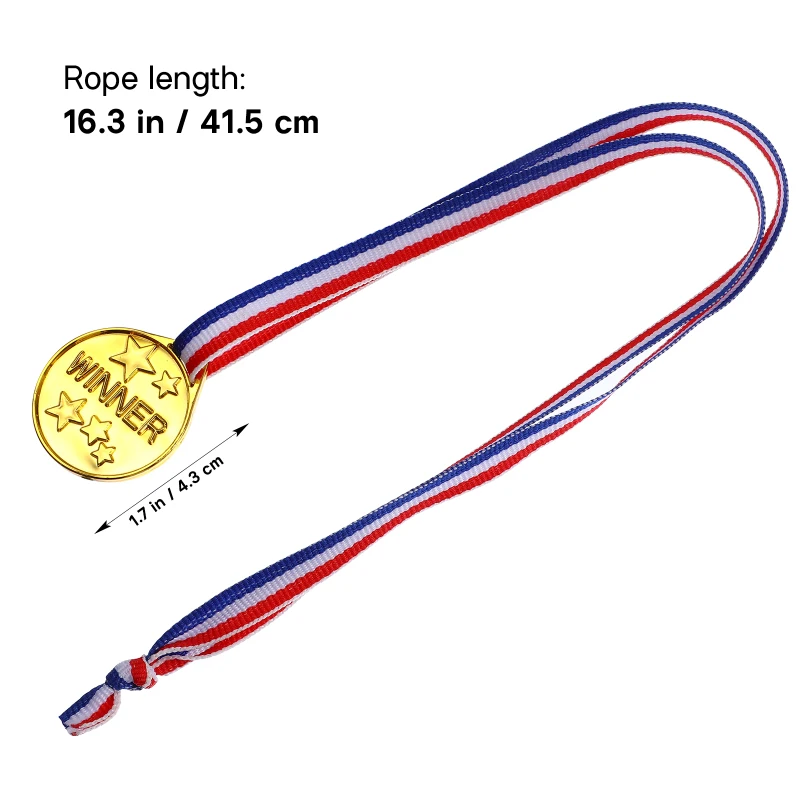 Medaglie del vincitore in plastica da 20 pezzi medaglie del premio con nastri al collo per la festa della competizione per feste sportive per bambini