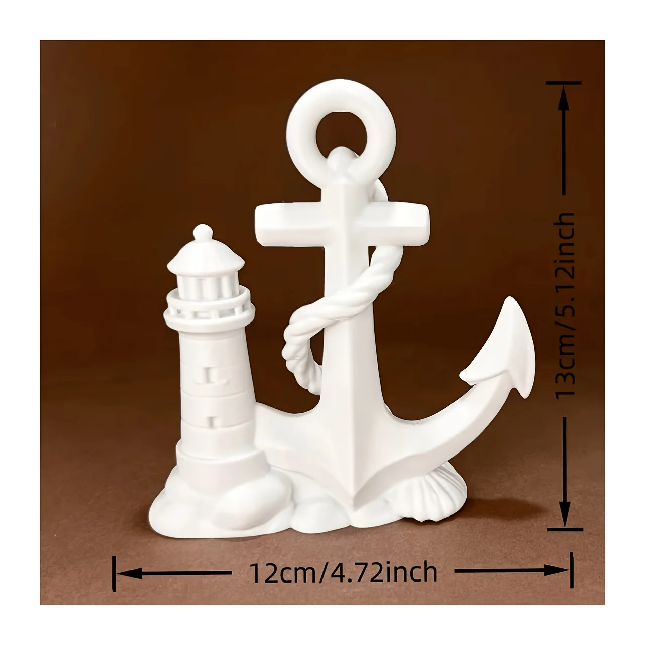 Statuetta Fai-da-Te di Ancora Nautica e Faro per Decorazione Casa e Ufficio a Tema Spiaggia, Ornamento Costiero Fatto a Mano, Regalo Artigianale - immagine 5