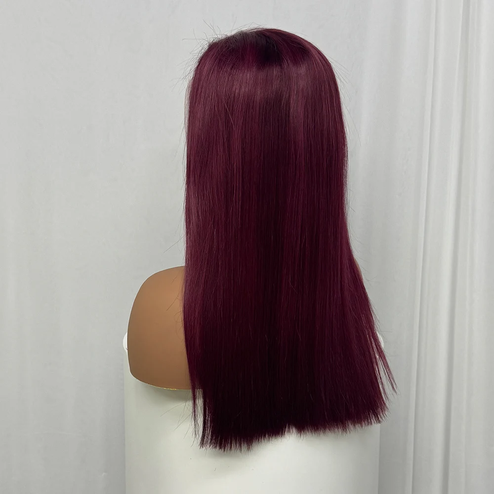 Bone Straight Human Hair Wig 350% Density 99J Glueless Lace Wigs Double Drawn 12A Hair 13x4 HD Lace Frontal Wigs