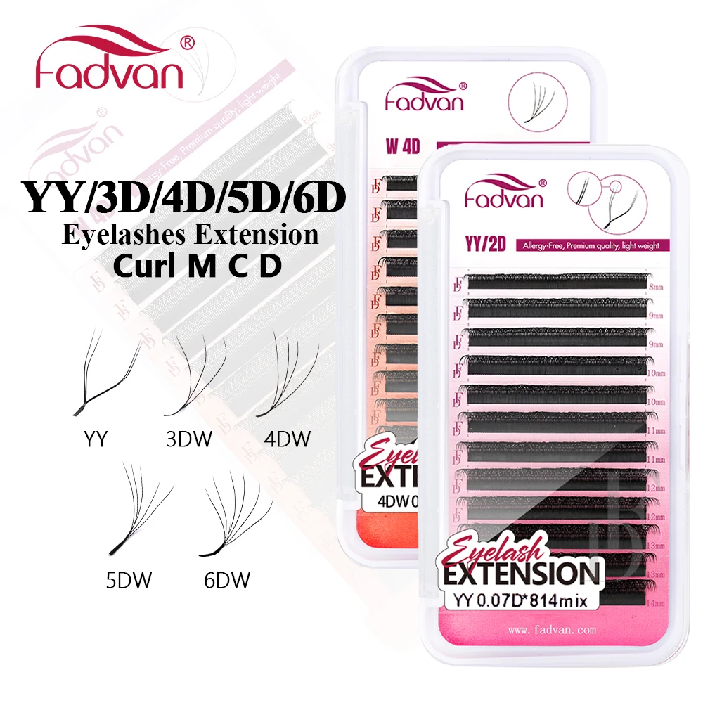 FADVAN YY/3D/4D/5D/6D pestañas en forma de W M/C/D rizo prefabricado volumen Fans pestañas postizas de visón volumen brasileño pestañas YY suaves naturales