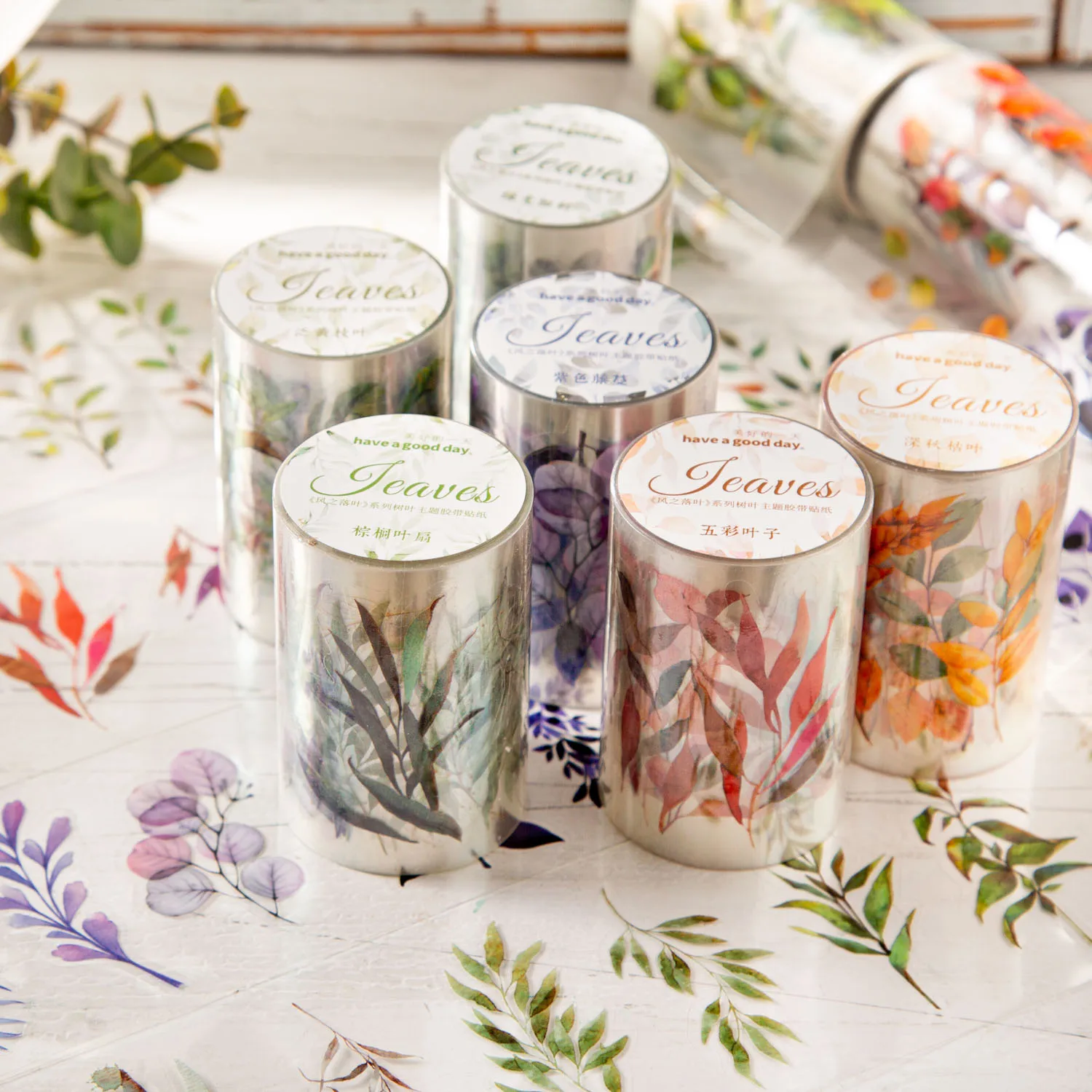 

60mm*200cm/ Roll Leaves of The Wind Series Vintage Die Cutting PET Tape Creative DIY Journal Collage Decor Stationery