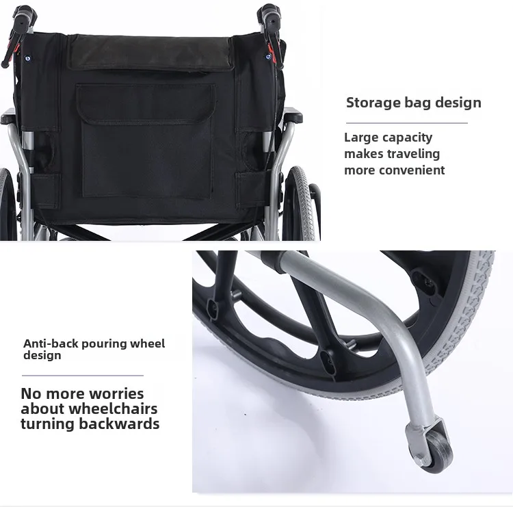 150kg load-bearing folded lightweight weighted thickened widened large wheelchair trolley seat width 23inch