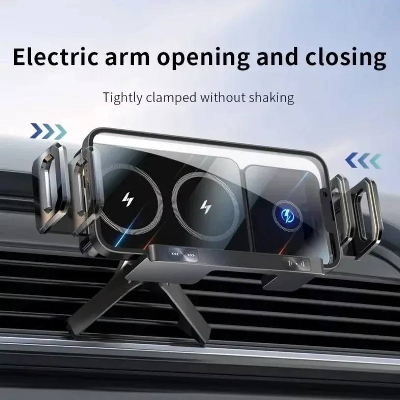 Dual Coil Fold Screen Wireless Car Charger For Samsung Galaxy Z Xiaomi Fold 6 5 4 3 Flip 6 5 iPhone 16 15 Pro Max Fast Charging