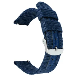 Breathable Canvas Nylon Sport Watch Band - Versatile Sizes 18mm to 24mm - 22mm (Dark Blue)