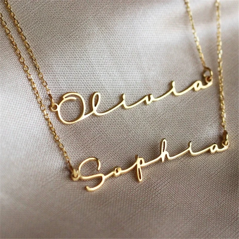 

Custom Handwritten Name Necklace for Women Personalized Signature Nameplate Necklace Custom Stainless Steel Choker Necklace Gift