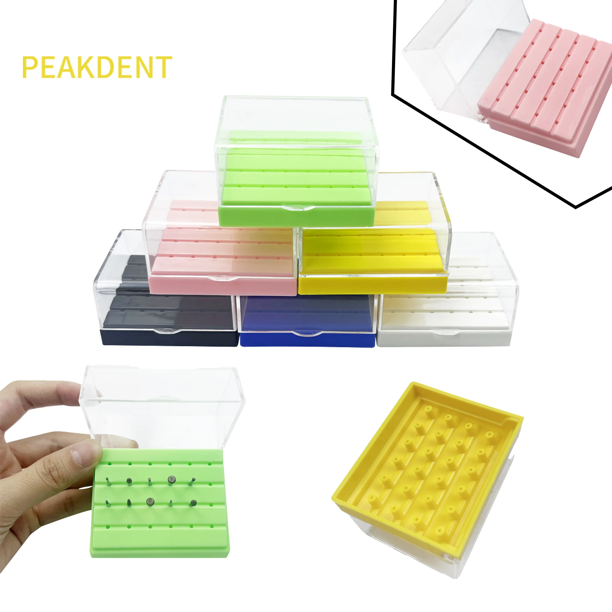 

24 Holes Plastic Dental Bur Holder Disinfection Carbide Burs Block Drills Case Box Dental Bur Endo Files Holder Disinfection Box