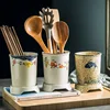 Japanese-Style Ceramic Chopsticks Holder Draining Household Creative Kitchen Chopsticks Cage Storage Rack Restaurant Desktop 1