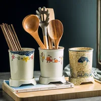 Japanese-Style Ceramic Chopsticks Holder Draining Household Creative Kitchen Chopsticks Cage Storage Rack Restaurant Desktop 1