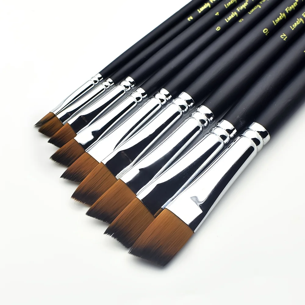 9pcs Long Handle Artist Paint Brushes Set High-Quality Flat Nylon Brushes for Watercolor Oil Back to School Art Supplies Gift 6