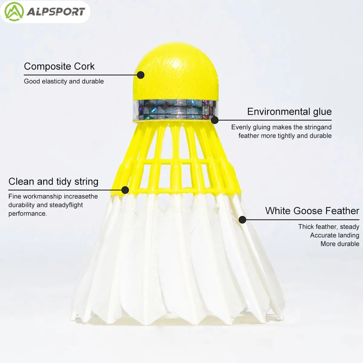 ALP D51 Badminton A + Goose Feather Ball Speed ​​76-77 Practice/competition Students 12PCS/1 Bucket