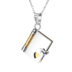 Personalized Inspirational Quotes Engraved Book Necklace - A Meaningful Gift for You and Your Loved Ones (Silver and Gold)