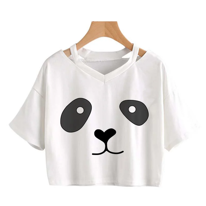 Kawaii Crop Tops for Girls Cute Korean Style T-shirt Women Panda Milk Tea Graphic T Shirt Cartoon Haruku Y2k Tee Tshirt111_voghion.com