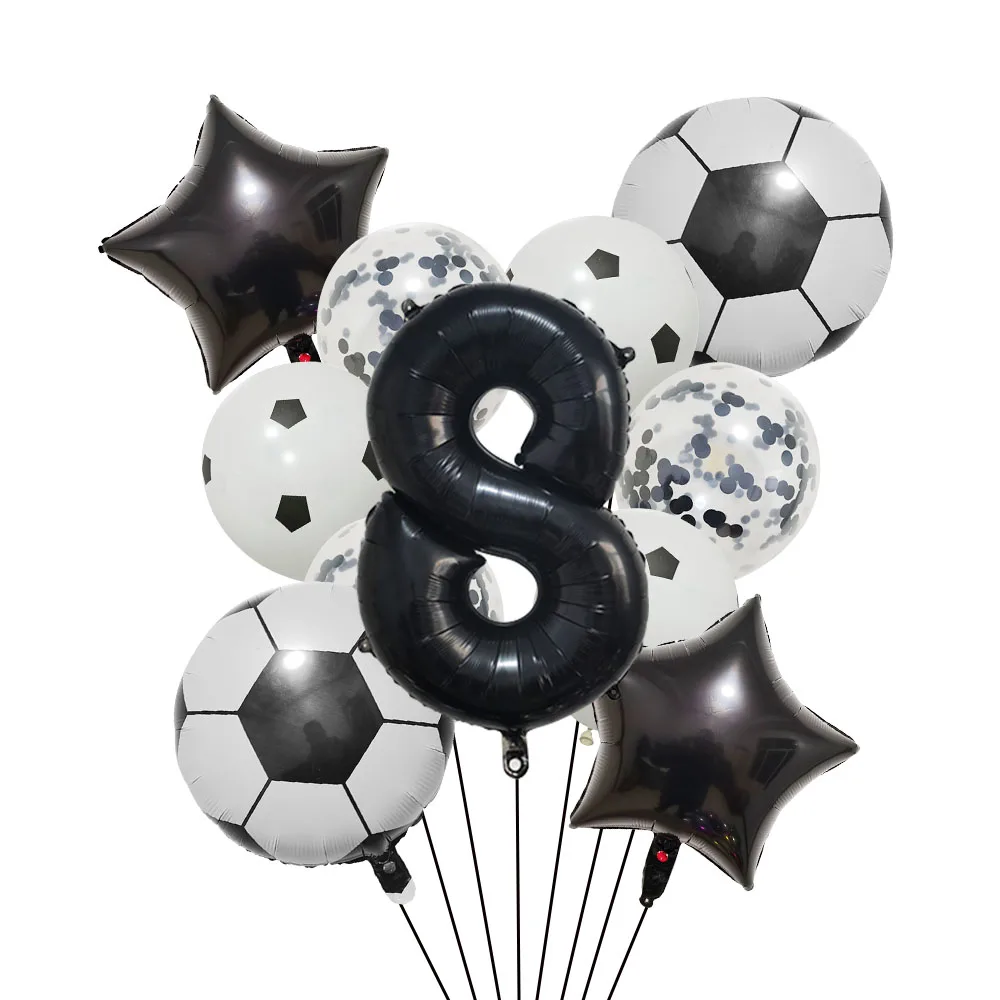 Helium Foil Soccer Balloons - 32-Inch Green Number Ball Sports Party Decorations