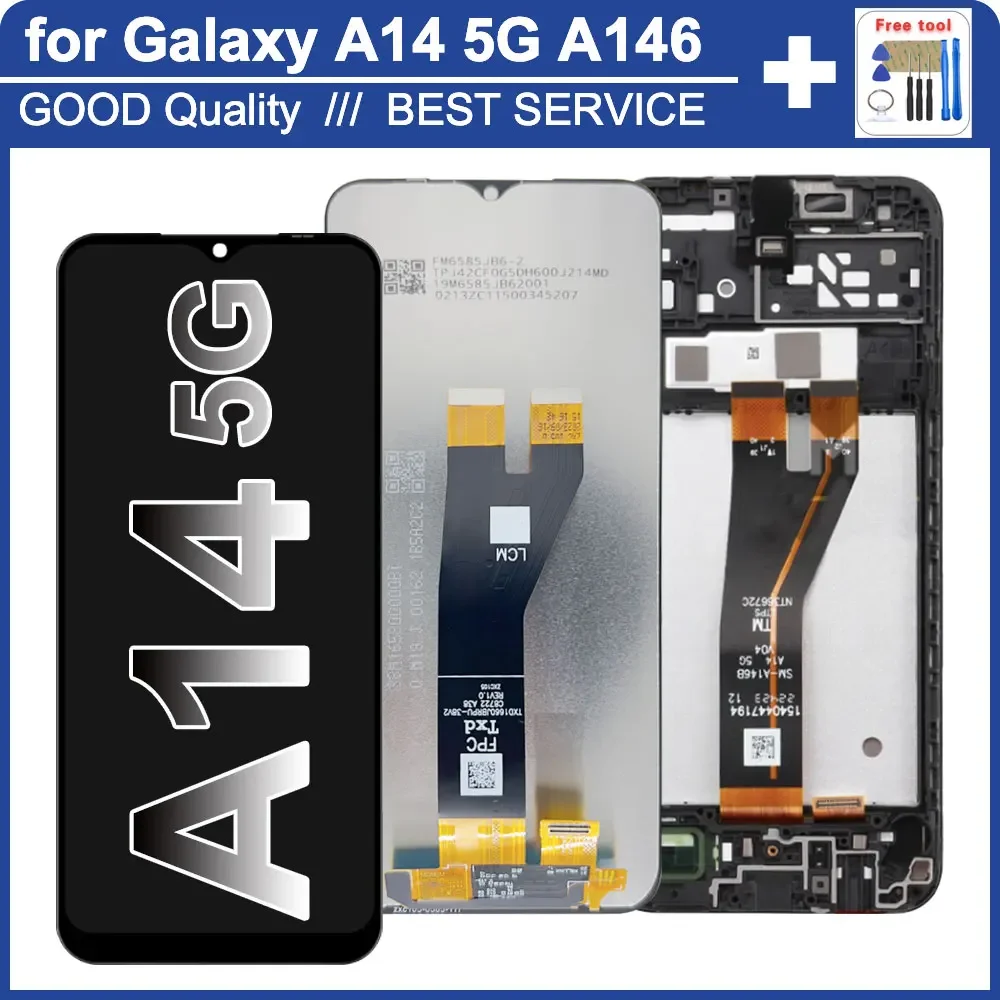 Новый ЖК-дисплей для Samsung Galaxy A14 5G A146, сменный ЖК-дисплей с сенсорным экраном для Samsung A14 Screen A146B A146U A146P, дисплей