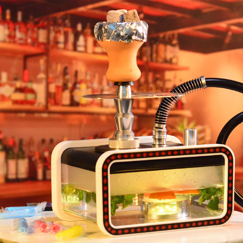 Acrylic Square Hookah with Double Hose and LED Light Bongs in Australian