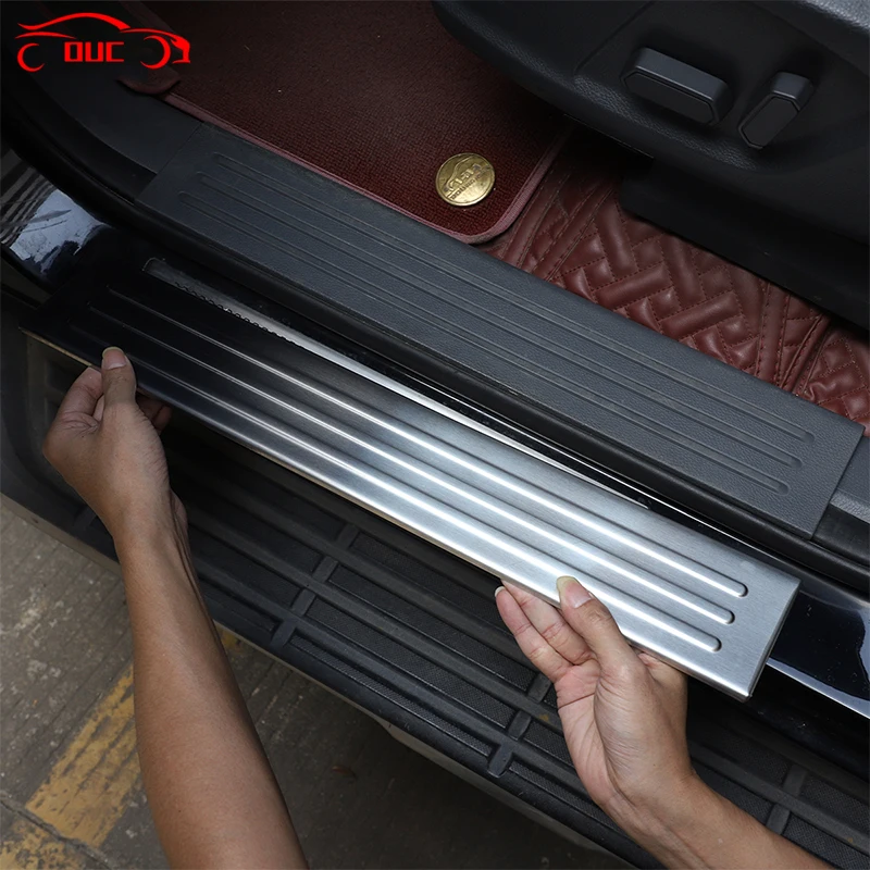 

Car Accessorie For Ford Ranger Wildtrak 2015-2021 Stainless Steel Inner Door Sill Scuff Plate Cover Trim Welcome Pedal Threshold