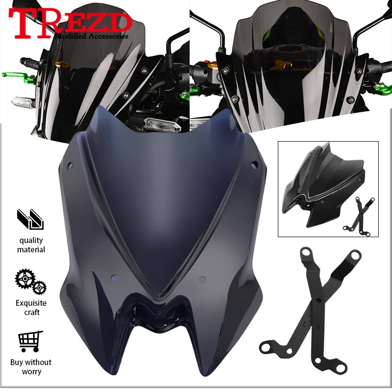 

High Quality For KAWASAKI Z650 Z900 2020-2023 Motorcycle Front Windshield WindScreen Visor Fairing Deflector Protector z650 z900