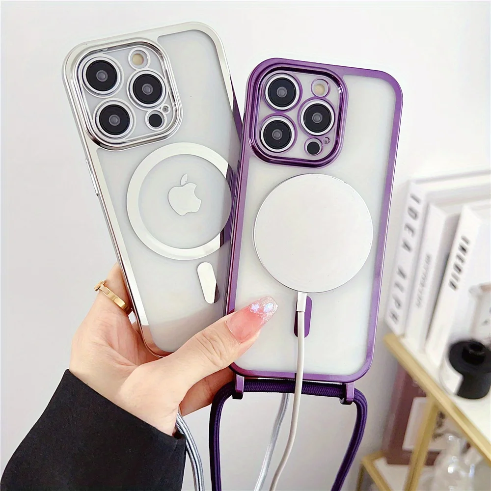 Crossbody Lanyard Plating Phone Case Image 3