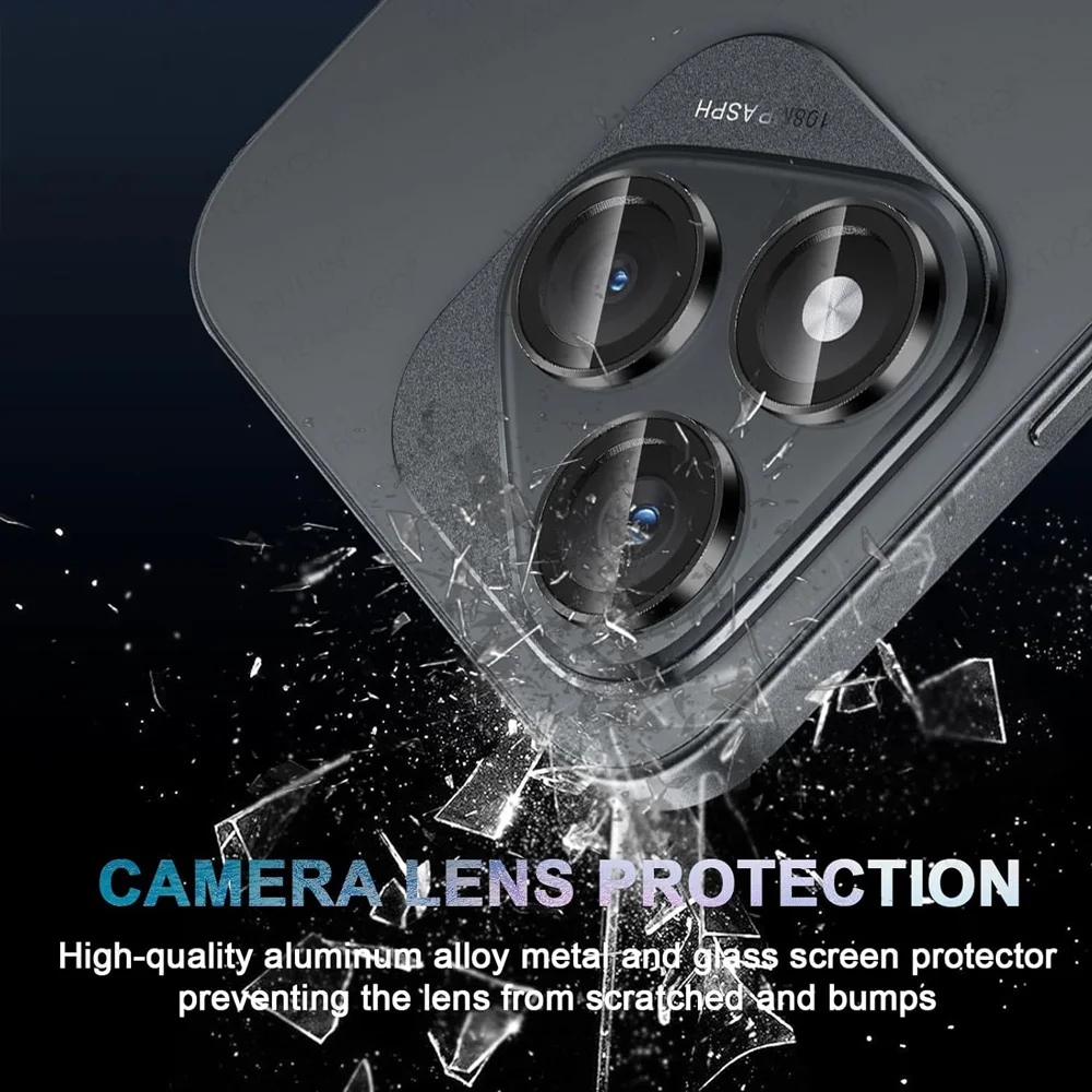 Aluminum Alloy Camera Glass Case with 3D Metal Ring and HD Lens Protector