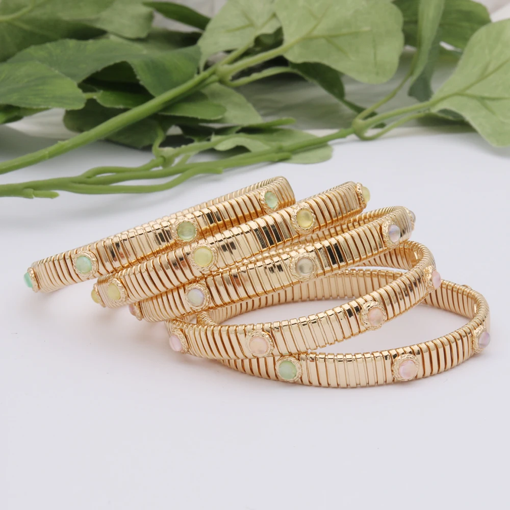 NeeFuWoFu-Bracelet absorbe ouissant en cuivre et pierre naturelle, 7mm, élastique, printemps