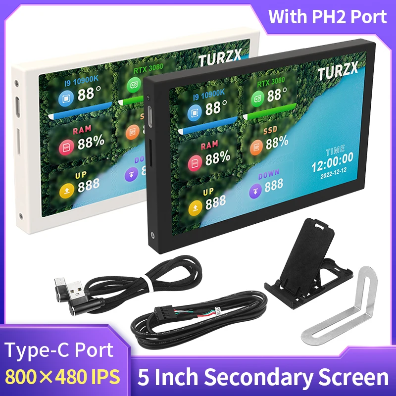 Ips Tipo-c Tela Secundária Display Lcd Mini Itx pc Case 800×480 Cpu Gpu Ram Hdd Monitor Usb Aida64 Não Usar