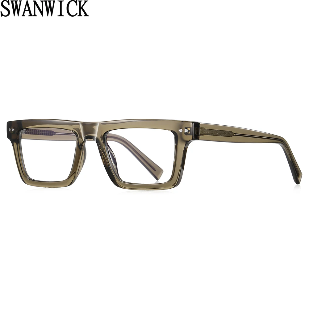 

Swanwick anti blue light glasses square fashion CP acetate men optical eyeglasses women TR90 unisex black green European style