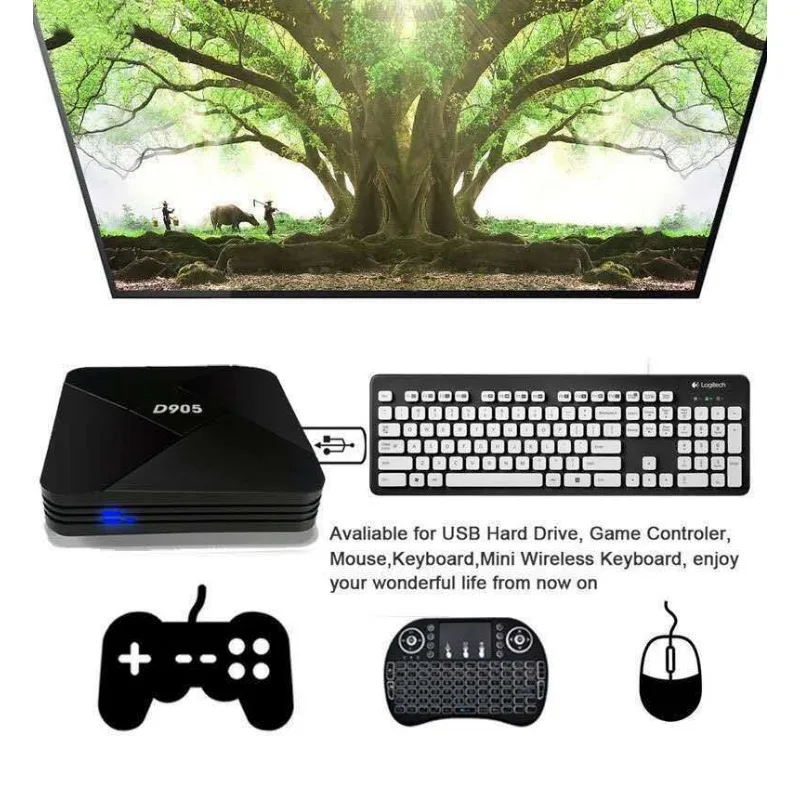 D905 Android 10.0 TV BOX 8GB RAM 128G ROM 2.4G&5G WIFI Mlogic S905 4K 3D Android TV BOX H.265 Set Top Box