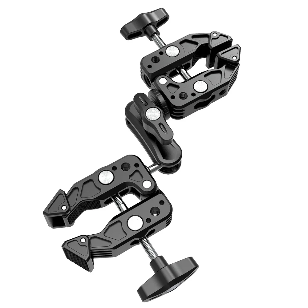 Duplo Metal Super Clamp Articulando Magic Arm Clip 360 Dual-head Clip para Monitor de Guarda-chuva Fotografia de Luz Led Novo