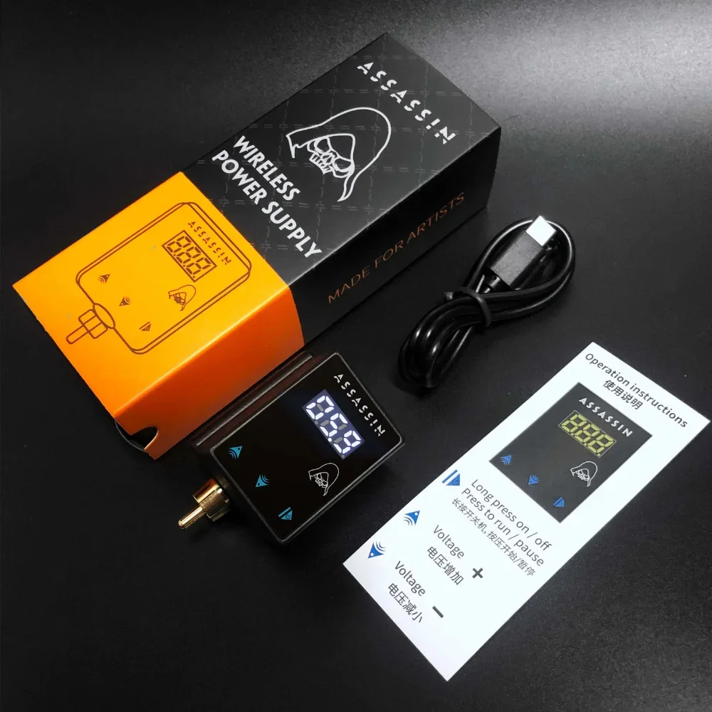 1800mAh Wireless Tattoo Power Supply LCD Mini Battery Power Tattoo Pen Machine RCA Cord Permanent Makeup Power Supply Supplies