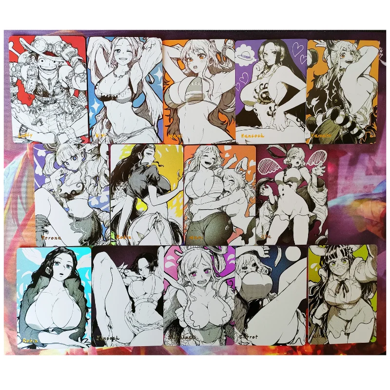

14Pcs/Set Anime One Piece Boa Hancock Yamato Nami Uta Luffy kawaii DIY Hobbies Collectibles Game Anime flash Cards Gift Toys