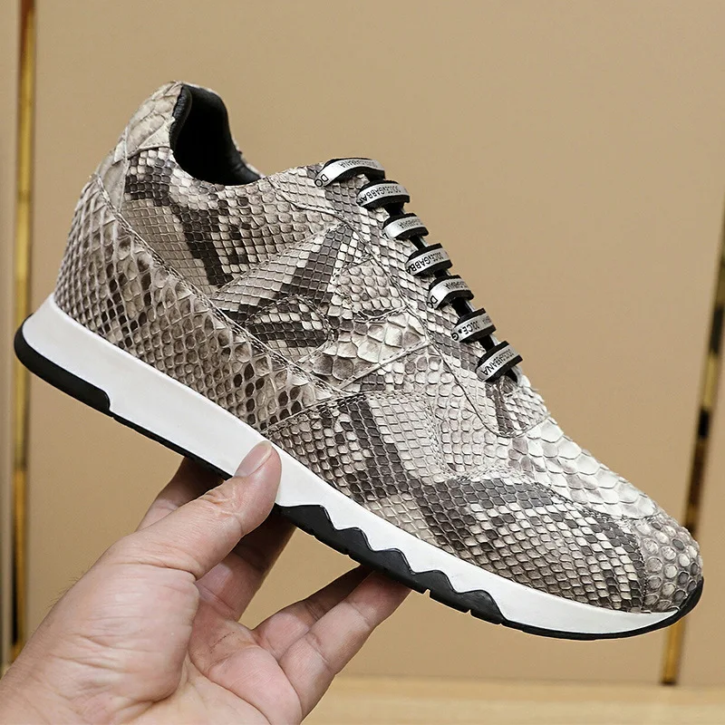 Sports Winter New Hiking Sports Trend Outdoor Casual Shoes For Men's Breathable Snake Skin Men Leather Suede Loafers Oxford обув