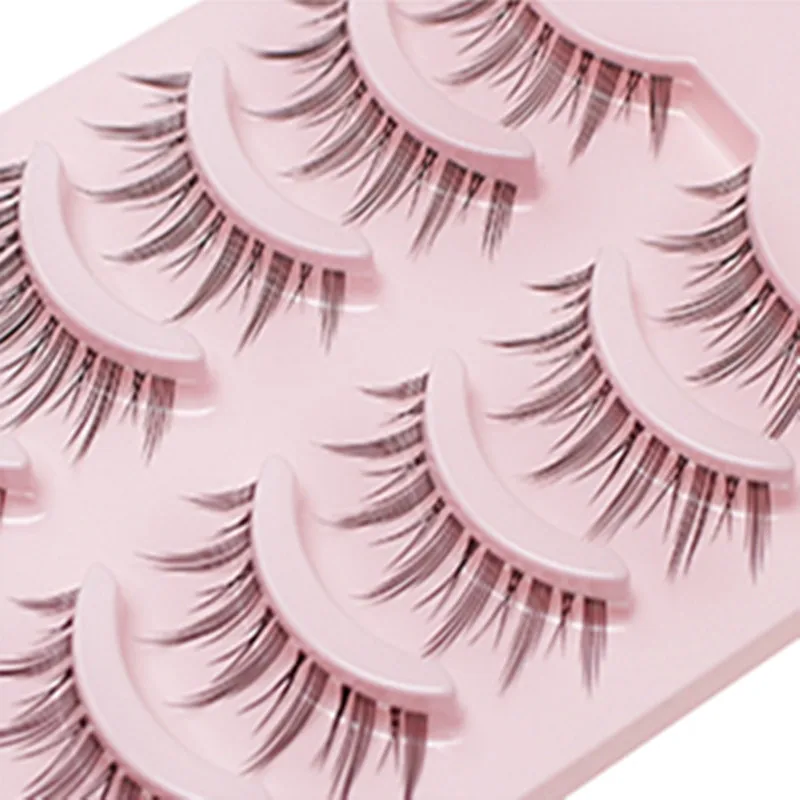 Manga-Style Faux Mink Lashes - Natural Short Full Strip with Clear Band