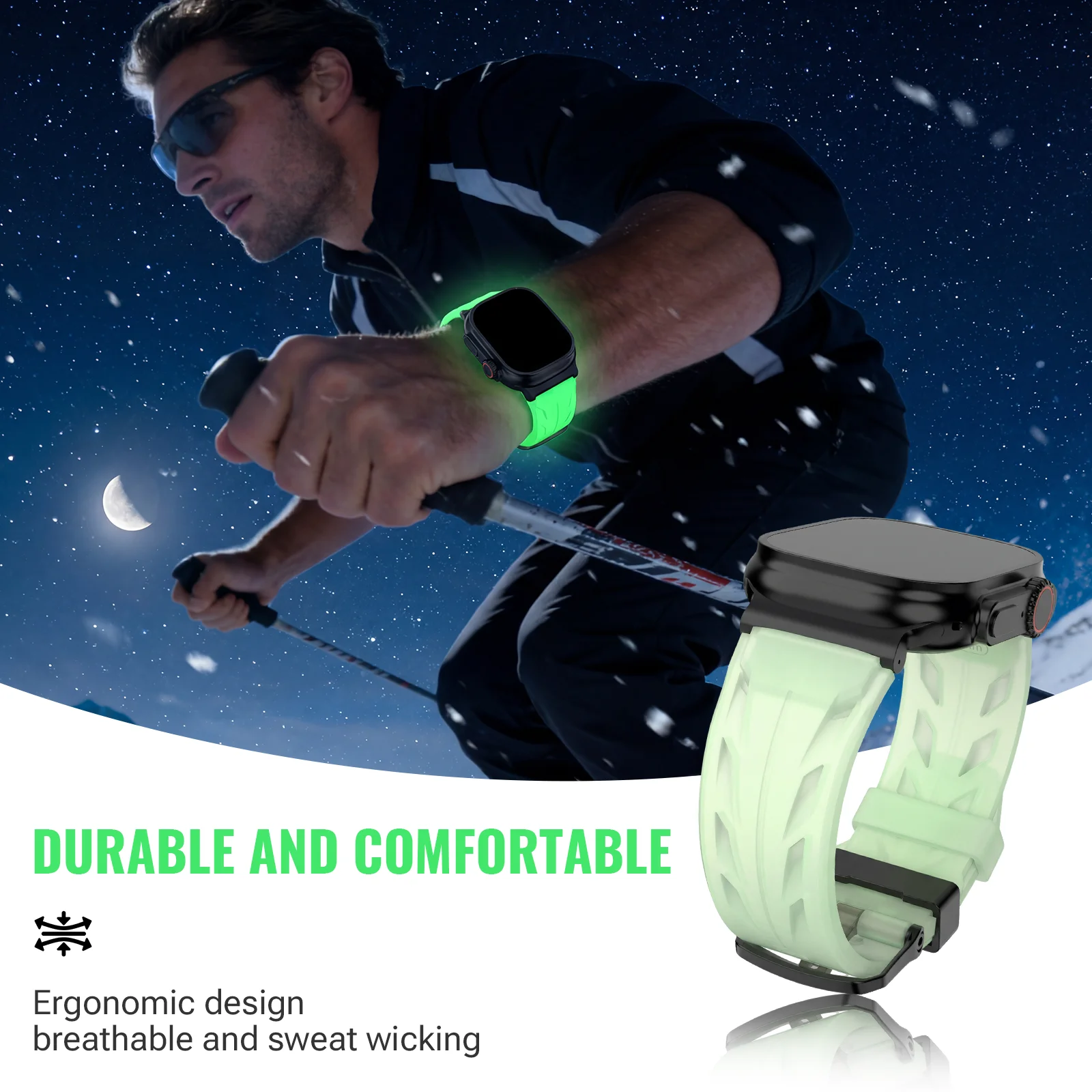 Glow-in-the-Dark Silicone Watch Strap