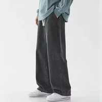 Jean ample en polaire pour hommes, taille élastique, jambes larges, pantalon en Denim Y2K, droit et confortable, vêtements de marque, hiver 5