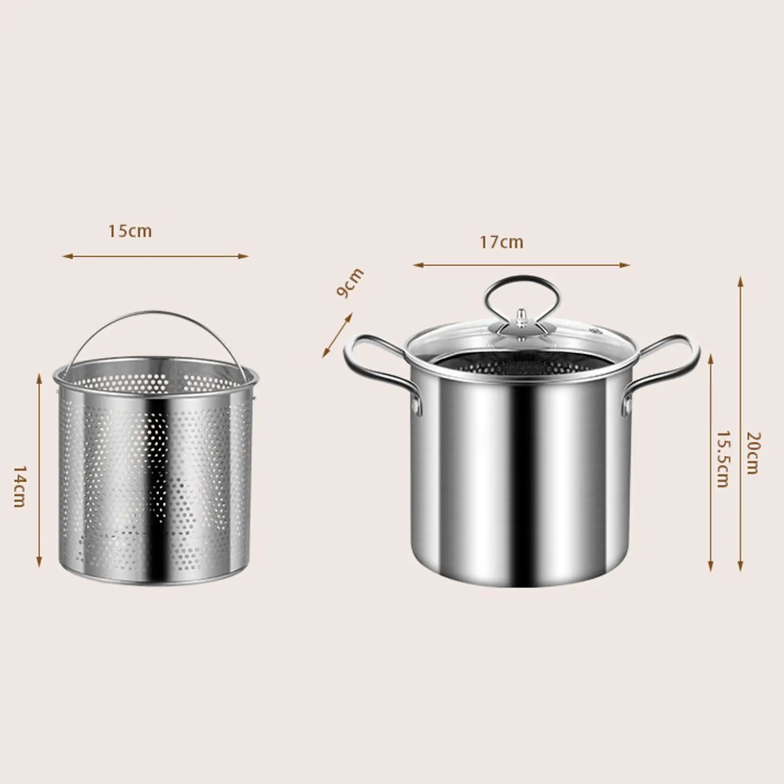 Deep Frying Pot with Strainer Basket Cooking Tool Wide Mouth Cooker Kitchen Noodles Pot for Picnic Home Party Camping Restaurant