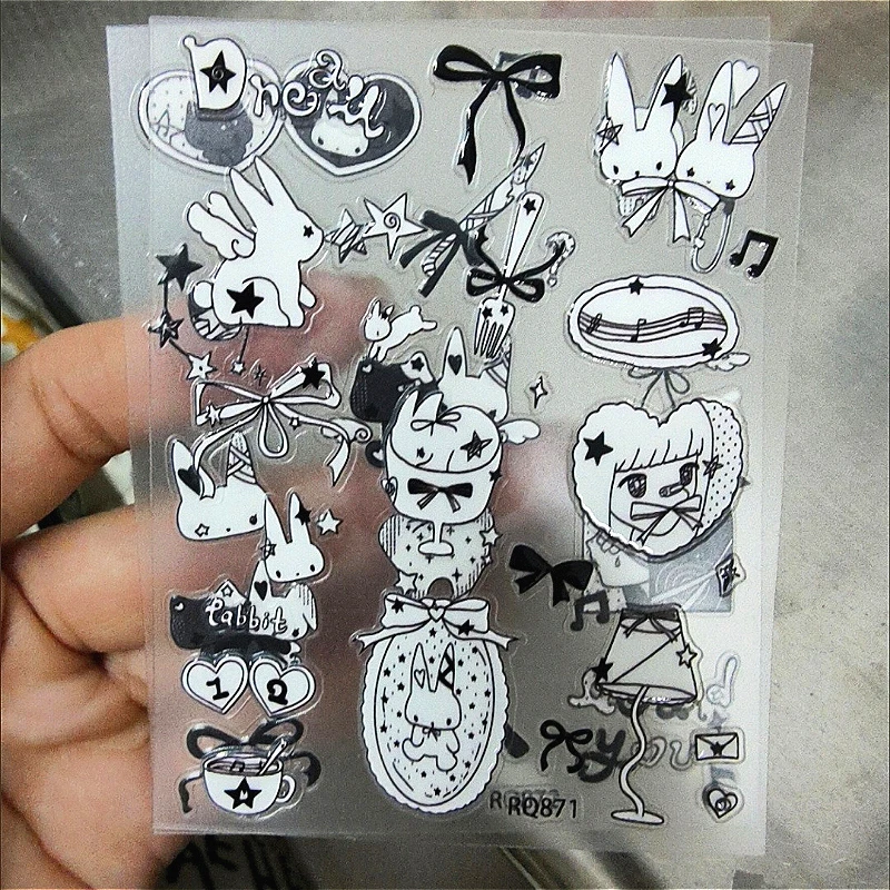 Y2K 귀여운 천사 토끼 스티커 DIY 스크랩북 전화 저널 장식 스티커 학교 문구