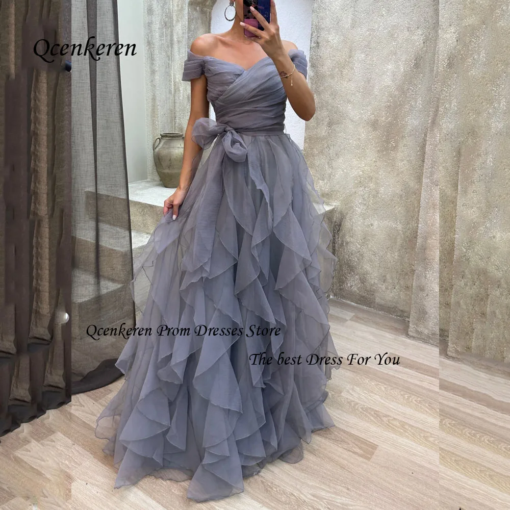 

Qcenkern Multicoloured V-Neck Prom Gown Chiffon Backless A-LINE Formal Evening Gown Floor-Length Short Sleeve Party Dubai Gown