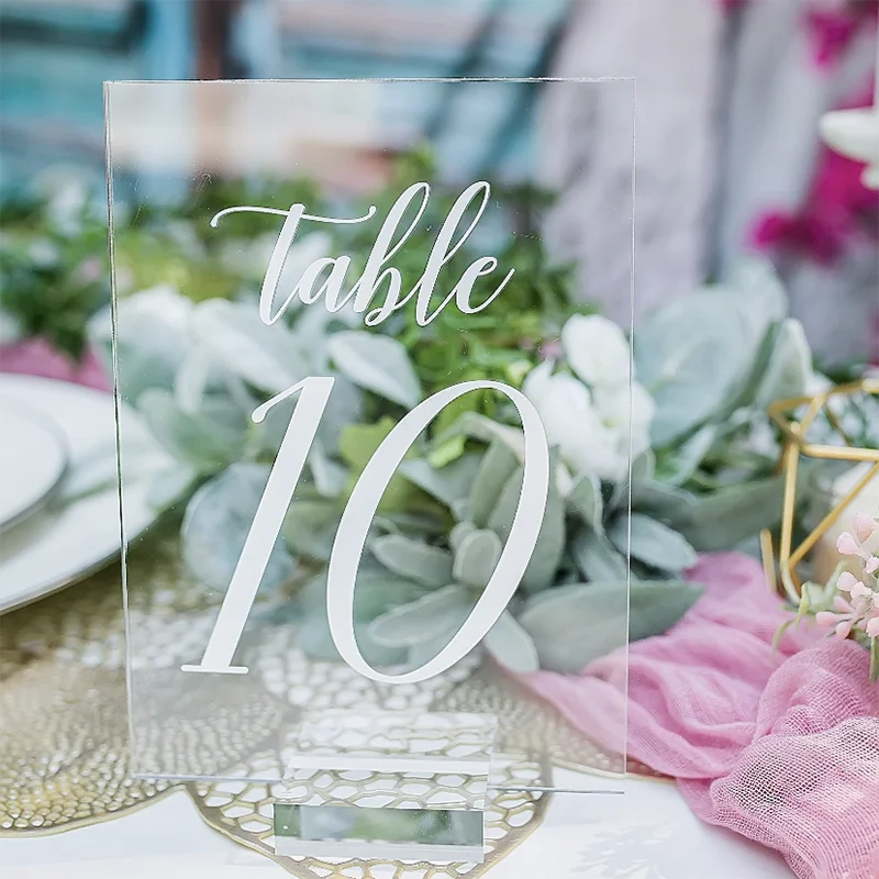 Acrylic Calligraphy Table Numbers With Wood Holder Wedding Event Party Sign Personalized Birtnday Gifts Wedding Gift