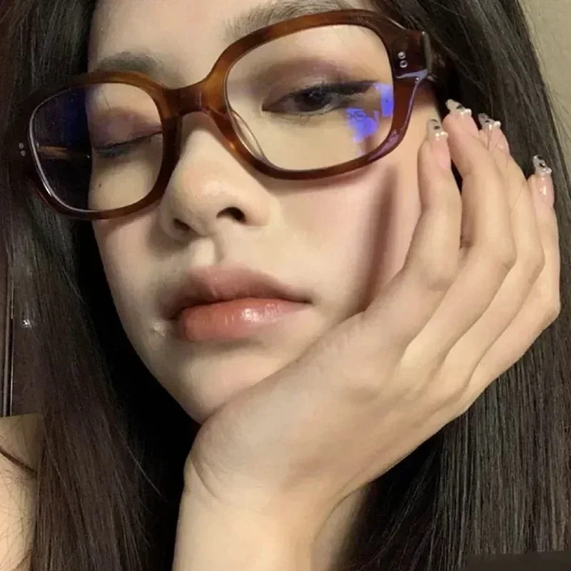 Vintage Y2K Retro Red Square Frame Blue Light Blocking Glasses